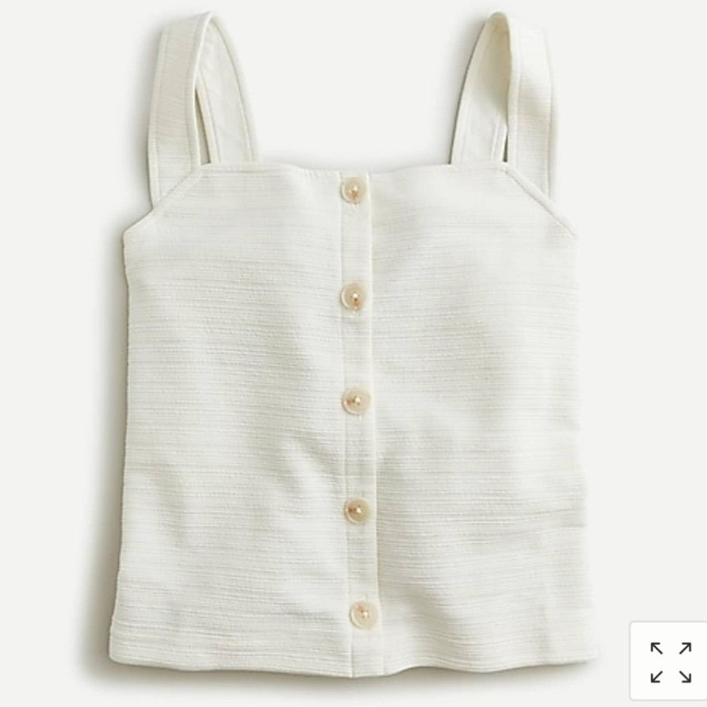 J Crew Textured Button Front Tank Top  Natural Ivory Cream